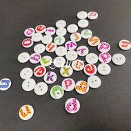 10pcs Flat Round Letter Wood Button