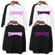 baju mantap Thrasher pinky lengan panjang t-shirt lelaki perempuan 100%premium cotton shirt wanita lelaki oversize labuh