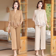 Middle-aged Elderly Women's Clothing Chinese Style Loose Tops Western Style 40 Years Old 50 Middle-aged Mother Clothing Fashion Suit Women Middle-aged Elderly Women's Clothing Chinese Style Loose Tops Western Style 40 Years Old 50 Middle-aged Mother Cloth