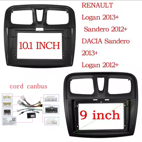 9/10 inch Car Radio Fascias Frame For RENAULT Sandero Symbol Logan 2014+Canbus Box Panel Dashboard I