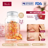 【Official】Unichi Rose Essential Oil Complex Capsule (90 Capsules) Brighten Skin，Tone Up，Anti-Acne，Le