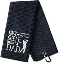 DYJYBMY I Love Golf Dad Funny Golf Towel, Embroidered Golf Towels for Golf Bags with Clip, Men's Golf Accessories, Golf Gifts for Dad, Birthday Retirement Gift for Dad Golf Fans