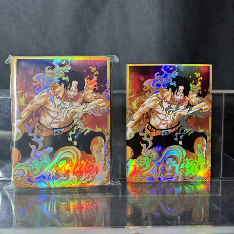 60PCS 67X92mm Holographic Card Sleeves Anime One Piece Ace Card Protector used for MGT/PTCG Standard