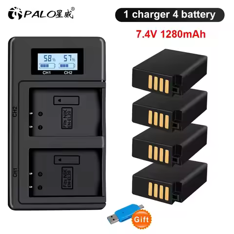 PALO EN-EL20A EN-EL20 Battery + LCD Dual Charger for Nikon Coolpix P1000, 950, 1 j1, 1 J2, 1 J3, 1 S