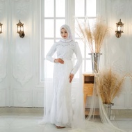 Best Seller | 7 In One Dress Fateema | Gamis Syari Pesta Kondangan Velvet Satin Kombinasi Brukat Plu