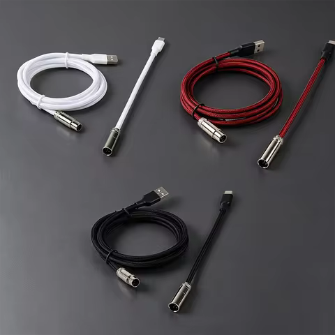 【LANO】Coiled Type-C to USB Cable Double-Sleeved Mechanical Keyboard Cable FGG/MINI XLR detachable co