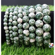 Green Snowflakes Hetian Jadeite (Green Sodalite) 6.3 ~ 12.3mm Round Beads Bracelet