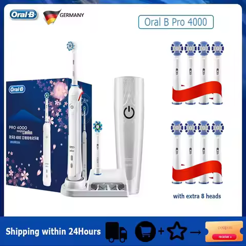 Oral B Pro 4000 Electric Toothbrush 3D Sonic Vibration Tooth Brush for Adults Visible Pressure Senso