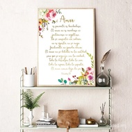 Spanish Bible Verse Print Love is Kind 1 corinthians 13 Sign Quote Poster Scripture Wall Canvas Pain