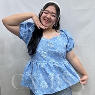 Plus Amari (XL-4XL) Puffed Sleeves Embossed Jacquard Top