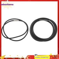 2 Pcs 3Mm Cord in Rubber Black Necklace with Stainless Steel Clasp, 16 Inch & 18 Inch