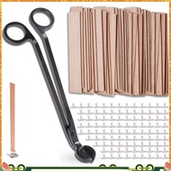 100 Pcs Natural Wood Wicks 5.1 X 0.5 Inch with Wick Trimmer for Candles youyilu