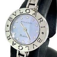 BVLGARI B-ZERO1 BZ22S 手鐲腕錶，M 碼，不銹鋼鑲鑽，12 件石英機芯，藍色貝殼錶盤，女士