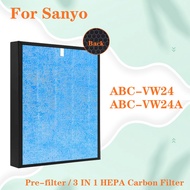 For Sanyo Air Purifier ABC-VW24 ABC-VW24A ABC-FAH94 Replacement 3 in 1 Antibacterial HEPA Combined A