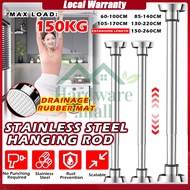 Adjustable Stainless Steel Clothes Drying Rack No-Drill rak baju Telescopic Pole Curtain Rod for Balcony Bathroom 伸縮桿
