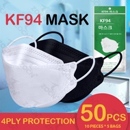 ZOCN  แมสเกาหลี 50 ชิ้น KF94 หน้ากากอนามัย หน้ากากป้องกัน PM2.5 3mแบบใช้ซ้ำได้ 4 ชั้น 50pcs KN95 Korean 4ply เกาหลี ระบายอากาศ white หน้ากากอนามัยkf94