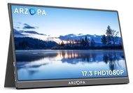 ARZOPA Portable Monitor 17.3 Inch, 1080P FHD HDR IPS Laptop Computer Monitor HDMI USB C External Scr
