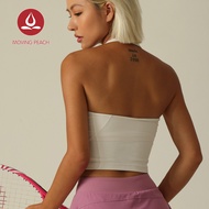 Moving Peach Halter Top Backless Top Buttery Soft V-neck Yoga Top Removable Padded Crop Top Gym Tennis daily wear BVD