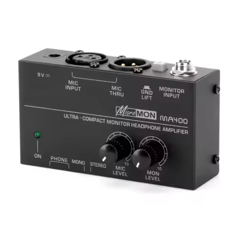MA400 Headphone Preamplifier 6.35mm & 3.5mm Headphone Microphone Enlarge Mixer Suitable for Speech /