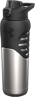 Under Armour Dominate Stainless Steel Water Bottle, 24oz, Silicon Body Grip, Vacuum Insulated, Carabiner Hook Carry, Protective Cap, Leak Proof, For Kids &amp; Adults, All Sports, Gym