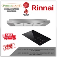 RINNAI RH-S269-SSR SLIMLINE HOOD STAINLESS STEEL AND METALLIC SILVER FINISHING+RB-3012H-CB 2 ZONE INDUCTION HOB BUNDLE