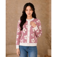 Daisy Flower Cardigan | Floral Knit Outerwear | KNIT TOP Wanita | Korean Style Cardigan