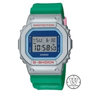 Casio G-Shock DW-5600EU-8A3 Green Resin Band Metallic Silver Coated Resin Bezel Digital Unisex Watch dw-5600