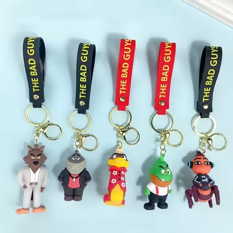New Bad Guys League 2 Cartoon Trend Keychain Cute Villain Wolf Stay Cute Shark Creative Fun Pendant 
