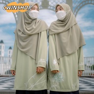 Jersey Muslimah - HAYA EDITION Tshirt Muslimah Jersey Microfibre Green Plus Size Labuh Murah Women Long Sleeve Floral Baju Jersey Mu Odeen Dewasa  Saiz Besar Sublimation