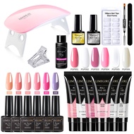 Nail Extension Kit Acrylic Gel Polish Nail Polish with UV LED Nail Lamp Manicure Kit and Base Coat T