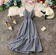 Xavier Dress LIVY Dress Tali Satu Panjang Overall Wanita Kekinian Dres Singlet Katun Kotak Terbaru Baju pesta Dalaman Baju Muslim