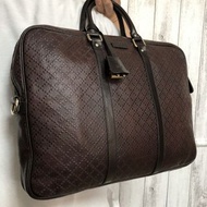 Gucci GUCCI 男士手提包公文包商務包托特包，大容量，A4 尺寸，棕色皮革，真皮，鑲鑽。