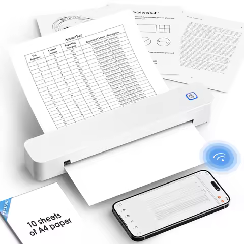 Mini Portable A4 Thermal Printer Desktop Inkless Photo PDF Document Printer for Office Home Travel H