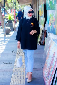 KAOS WANITA OVERSIZE SIX DIARY WARNA HITAM | SIX DIARY ORIGINAL