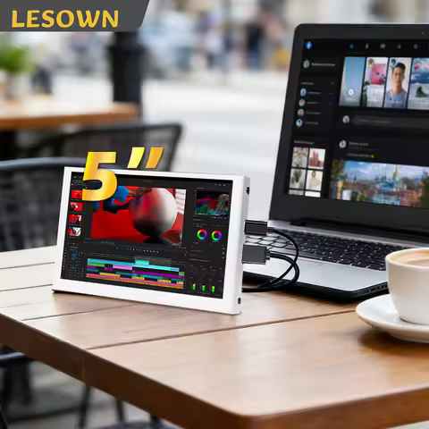 LESOWN mini Screen 5 inch Compact USB Monitor Touch HDMI 800x480 IPS Little White Portable Second Di