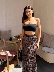 HalloweenVintage Leopard Print Trumpet Skirts Nữ 2024 Street Chic High Waist Long Skirt Spring Offic