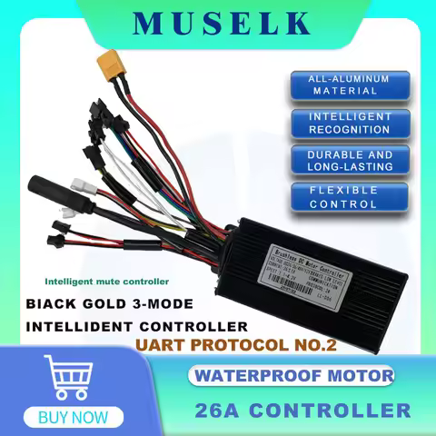 Electric bicycle 26A motor waterproof brushless sine wave controller 24V-52V 350W/800W learning line