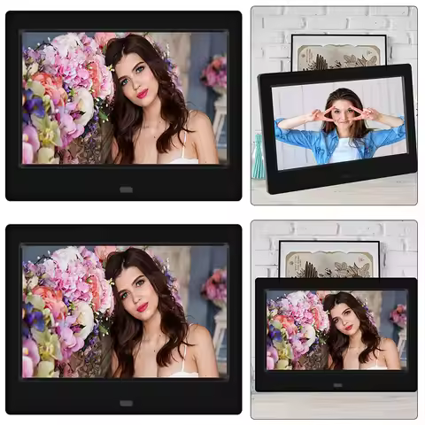 2Pcs 7 inch LED 800x480 Digital Photo Frame Alarm Clock MP3 Movie Player (Black)