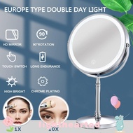 LIGHTHEARTED Makeup Mirror, Double-sided With LED Light 10X Magnifying Mirror, Bathroom 8 Inches Rou