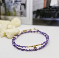 14K GF 包金水晶手鍊, 鈦赫茲 + 紫水晶２圈手鍊