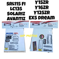 Y16/Solariz/LC135/Y15/Lagenda115 Fi/Avantiz/Y125/Ex5 Dream Body Sticker Restore/Sticker Restore