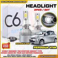 💡 Perodua Viva ( Head Lamp ) C6 LED Light Car/Motor Headlight Auto Head light Lamp H4 6500k White (1