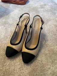 Chanel classic cc logo slingback heels