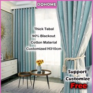 ✂️Custom Size✂️ 2024 Langsir Tebal Cotton Curtain 90% Blackout Windows Curtain Tiffany Blue Modern Curtain for Living Room Kamdar Langsir Langsir Sliding Door 3 Panel Hook/Ring Type