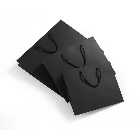 New Black Kraft Paper Bag with Handles Multi Size Festival Gift Bag for Gift Jewelry Wedding Birthda