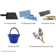 [SG STOCK] #1 CEMENT PLATE #2 PLASTERING TROWEL #3 CEMENT TROWEL Action #4 CEMENT PAIL #5 STEEL POIN