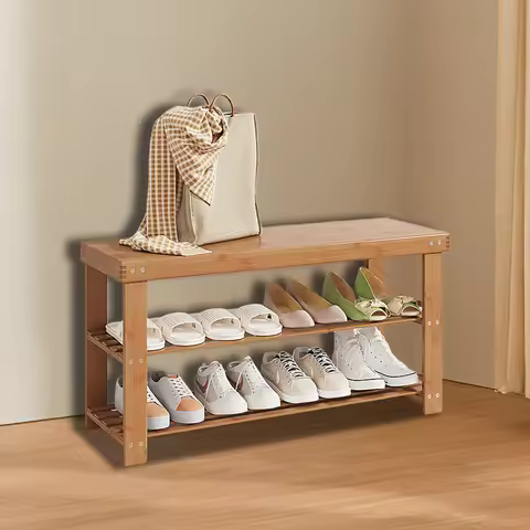 Bamboo Shoe Rack - Stackable & Modern Farmhouse Design