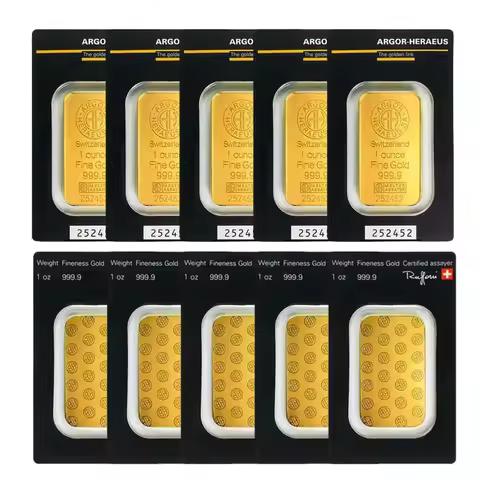 Hot Sales Argor Heraeus Switzerland 1-Ounce Gold Bar 24K Gold Plated Brass Crafts - Gold Bullion - 1