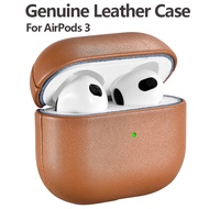 Genuine Leather Case for AirPods 3 Luxury Real Skin Protective Cover for AirPods 3rd Generation 2021 Black Brown Color