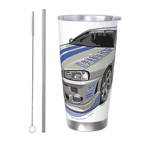 Fast And Furious Skyline Stainless Steel Tumbler Vacuum Insulated Mug Thermal Cold Bottle Straw With